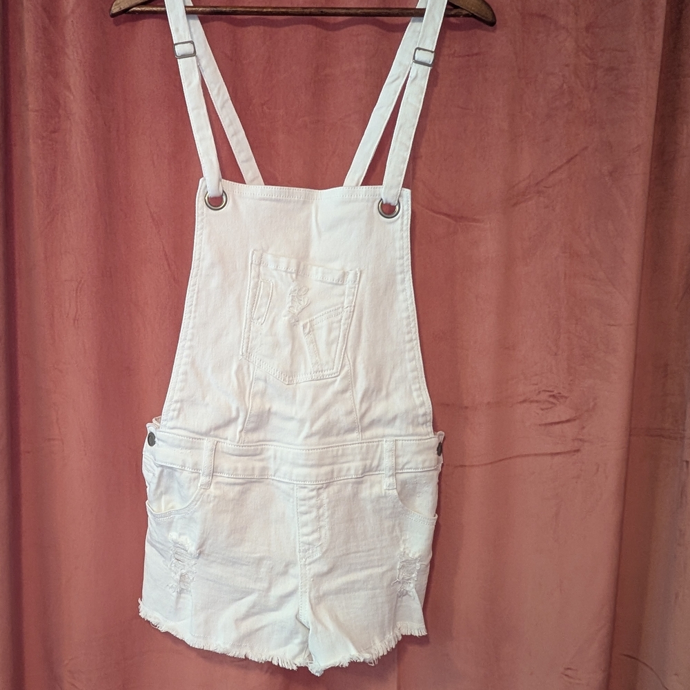 Hot Kiss White Denim Shorts Overalls